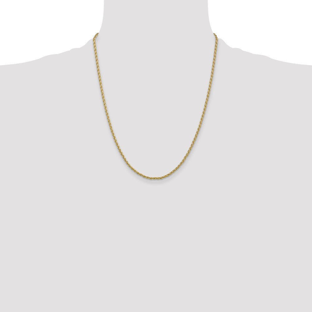 14K Yellow Gold 22 Inch 2.25mm Parisian Wheat With Lobster Clasp Chain Necklace