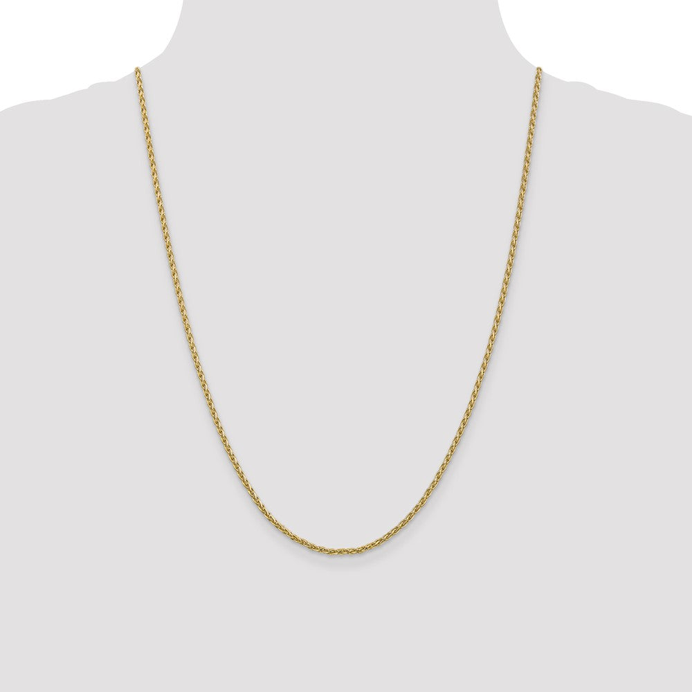 14K Yellow Gold 24 Inch 2.25mm Parisian Wheat With Lobster Clasp Chain Necklace