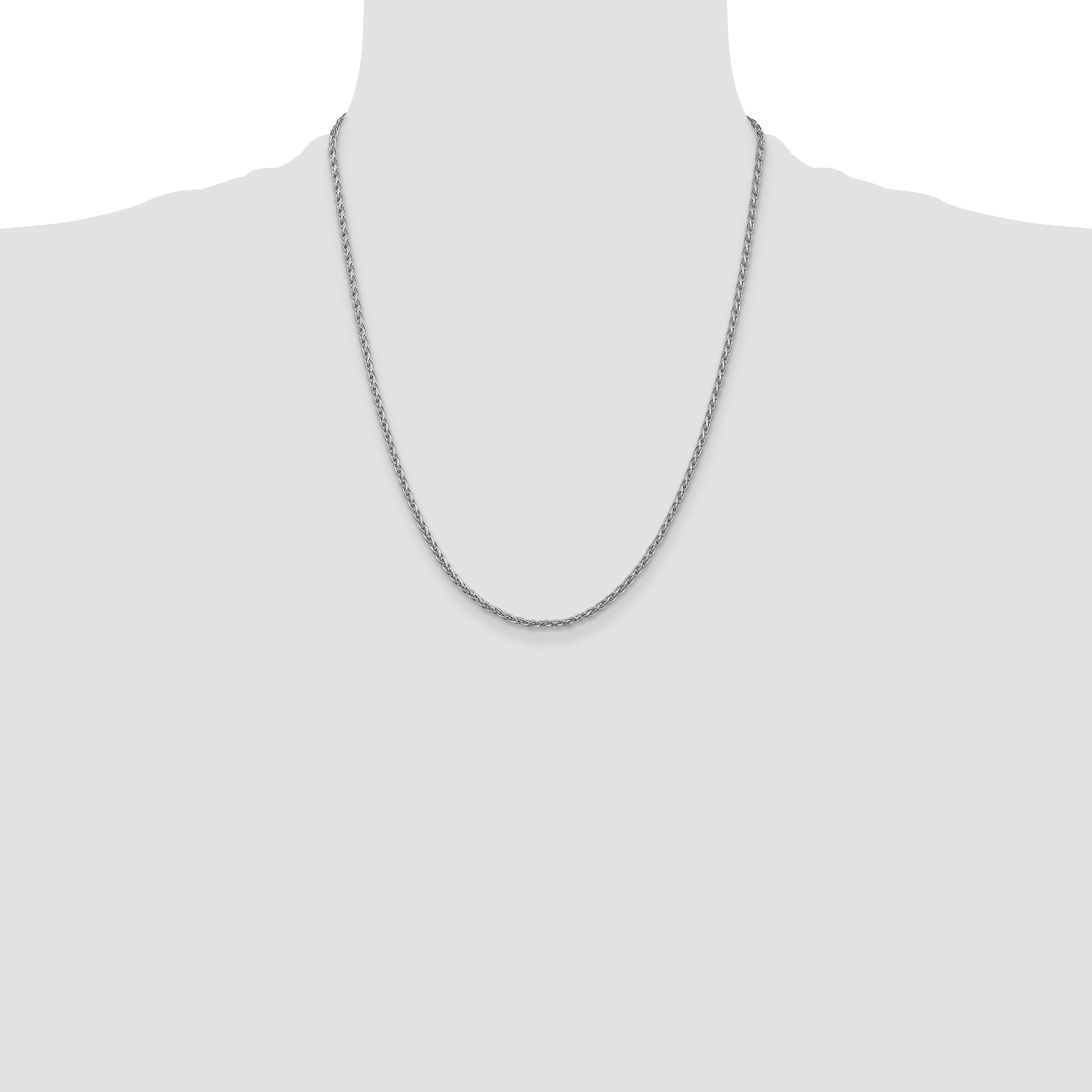 14K White Gold 22 Inch 2.25mm Parisian Wheat With Lobster Clasp Chain Necklace