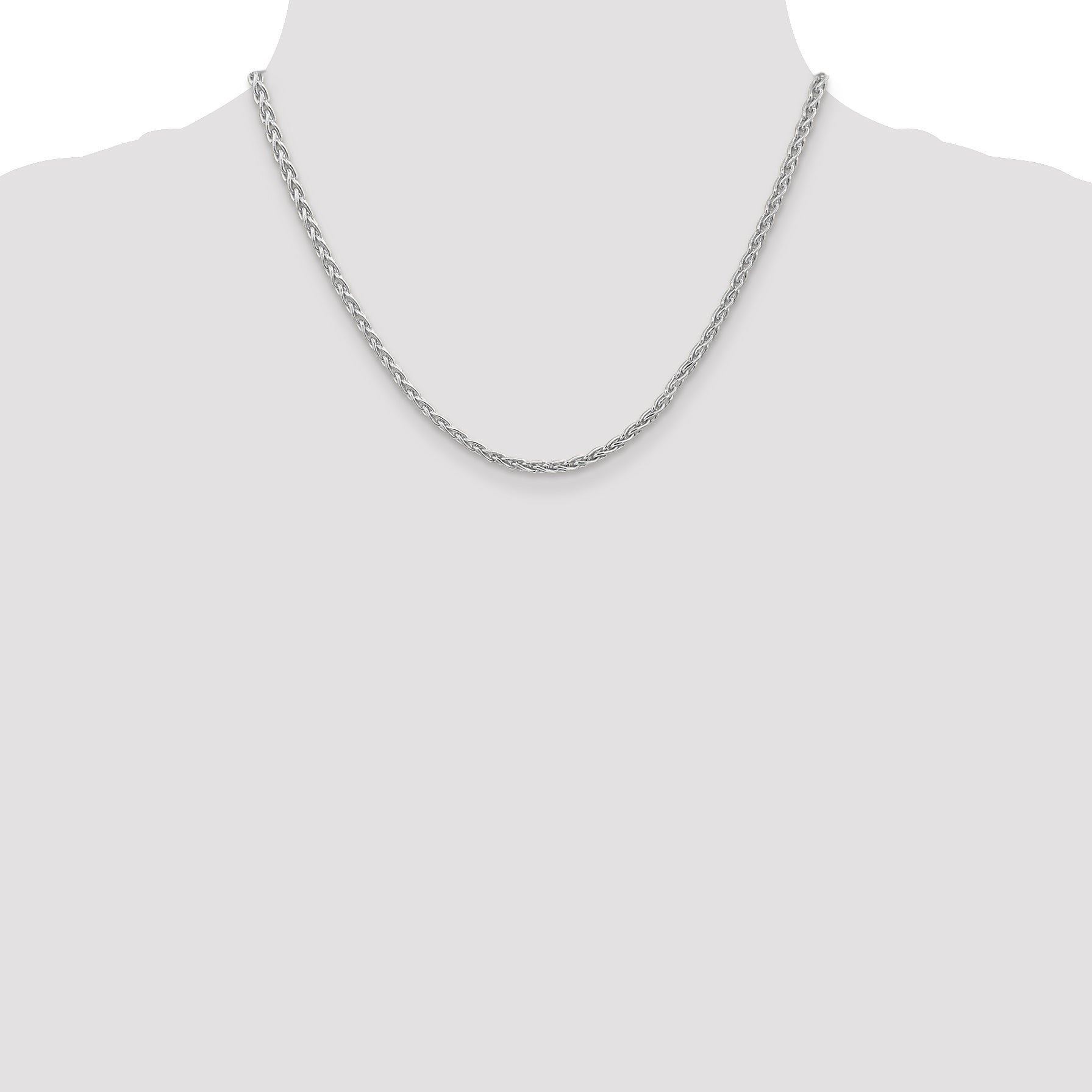 14K White Gold 18 Inch 4mm Parisian Wheat With Lobster Clasp Chain Necklace