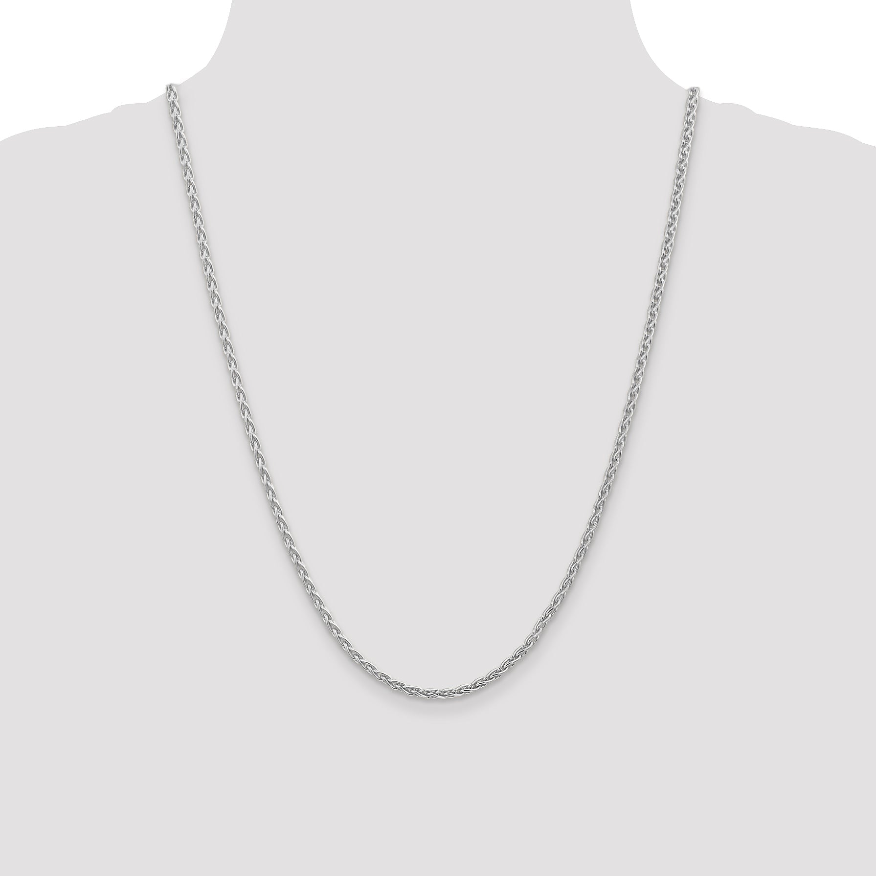 14K White Gold 24 Inch 4mm Parisian Wheat With Lobster Clasp Chain Necklace