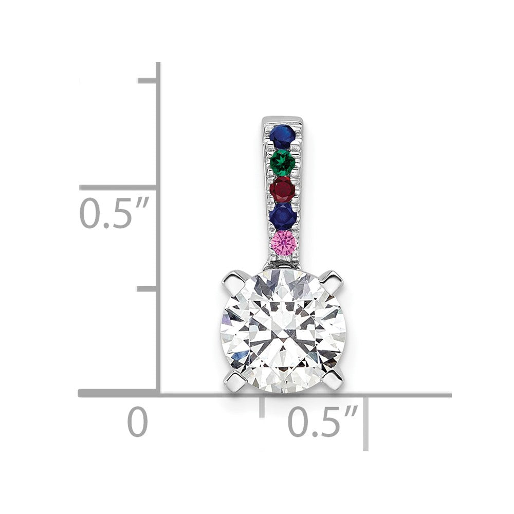 14K White Gold Lab Grown VS/SI FGH Diamond and Multi Gemstone Comp. Pendant