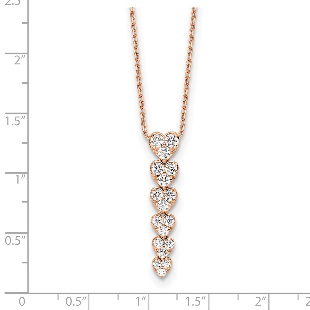 14K Rose Gold True Origin 1 Carat Lab Grown Diamond Vs Def 18 Inch Hearts Pendant Necklace