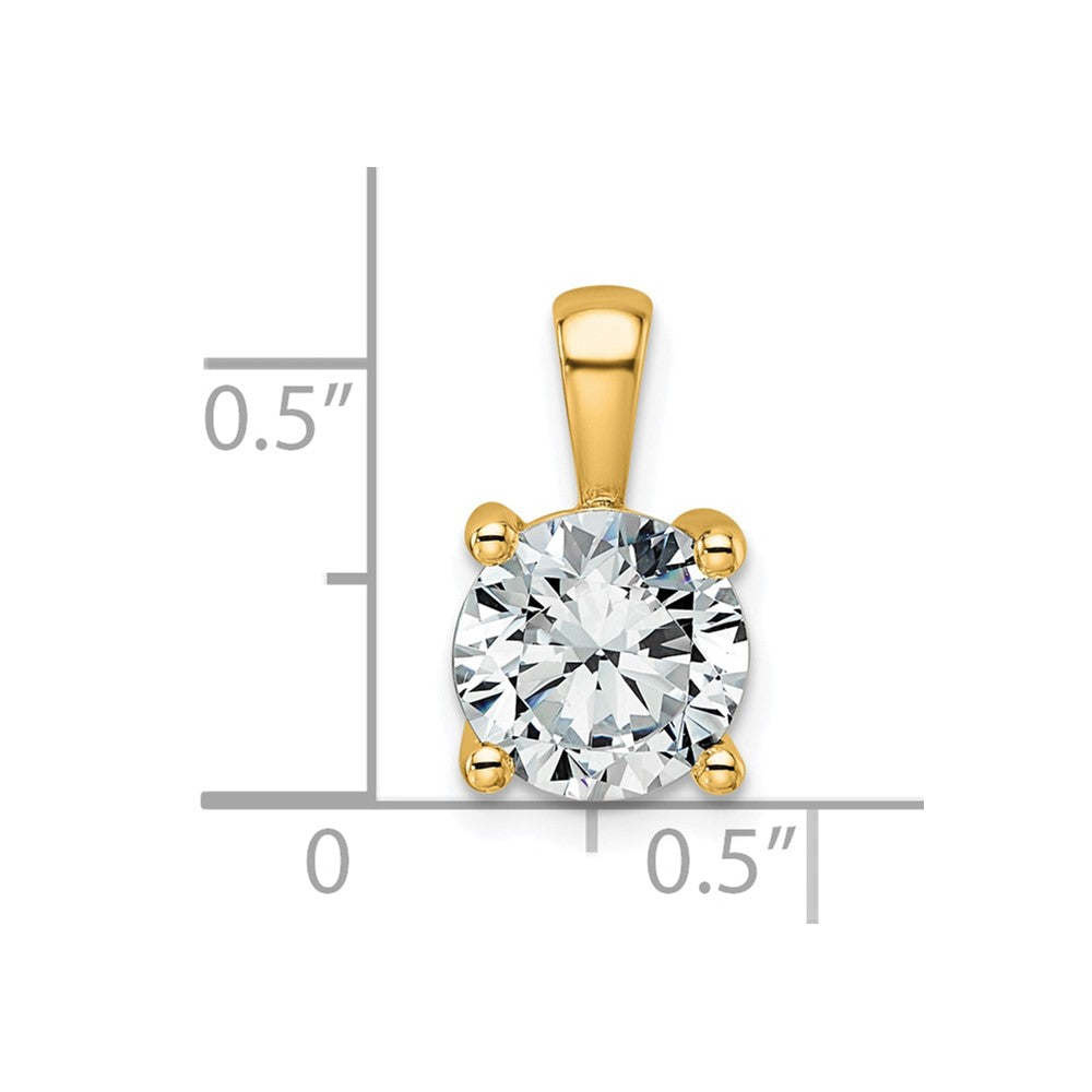 14K Yellow Gold 2 Carat Certified Lab Grown Diamond Vs+ F+ Round Complete Four Prong Pendant