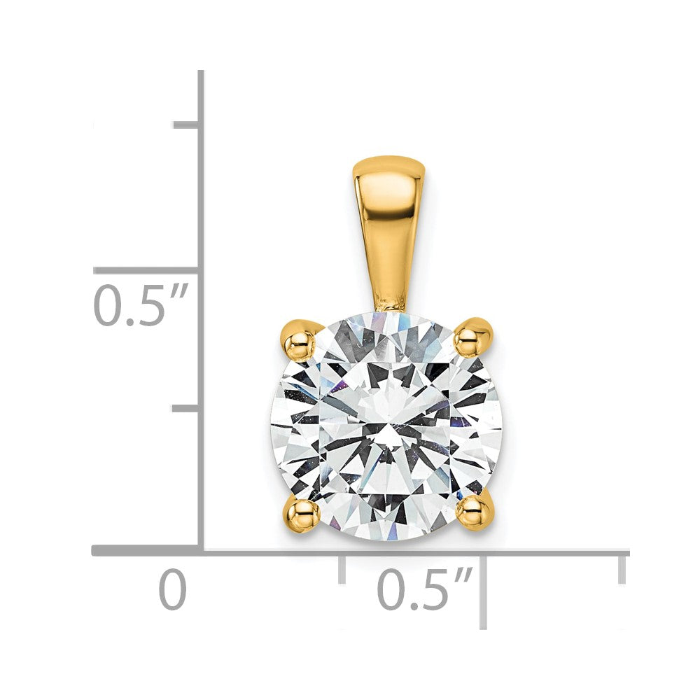 14K Yellow Gold 4 Carat Certified Lab Grown Diamond Vs+ F+ Round Complete Four Prong Pendant