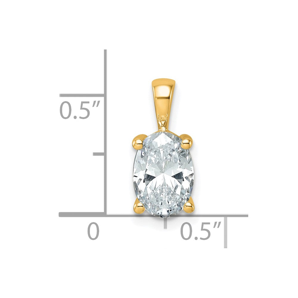 14K Yellow Gold 2 Carat Lab Grown Diamond Vs+ F+ Oval Complete Four Prong Pendant