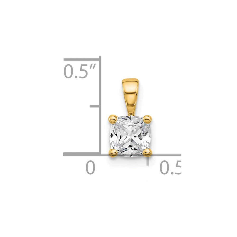 14k Yellow Gold 3/4 Ct. Lab Grown Diamond VS/SI+ G+ Cushion Four Prong Pendant