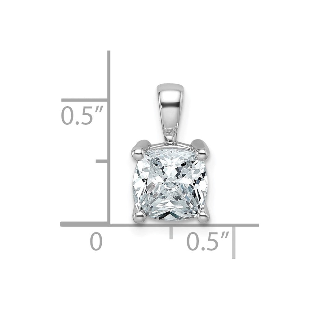 14k White Gold 2 Ct. Lab Grown Diamond VS/SI+ G+ Cushion Complete Four Prong Pendant