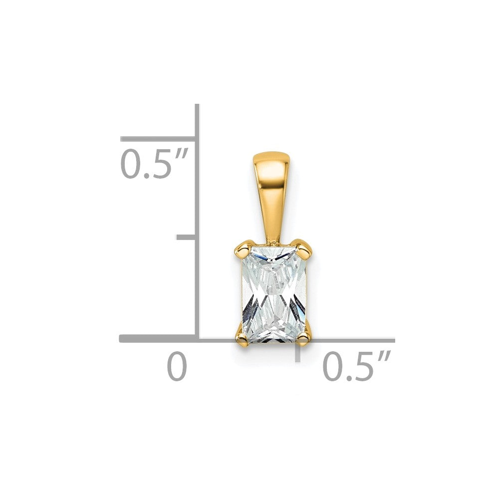 14k Yellow Gold 1/2 Ct. Lab Grown Diamond VS/SI+ G+ Radiant Complete Four Prong Pendant
