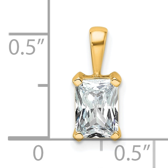14K Yellow Gold 1 Carat Certified Lab Grown Diamond Vs+ F+ Radiant Complete Four Prong Pendant