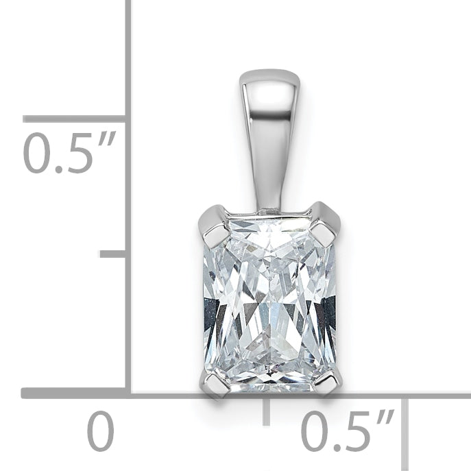 14K White Gold 1 1/2 Carat Lab Grown Diamond Vs+ F+ Radiant Complete Four Prong Pendant