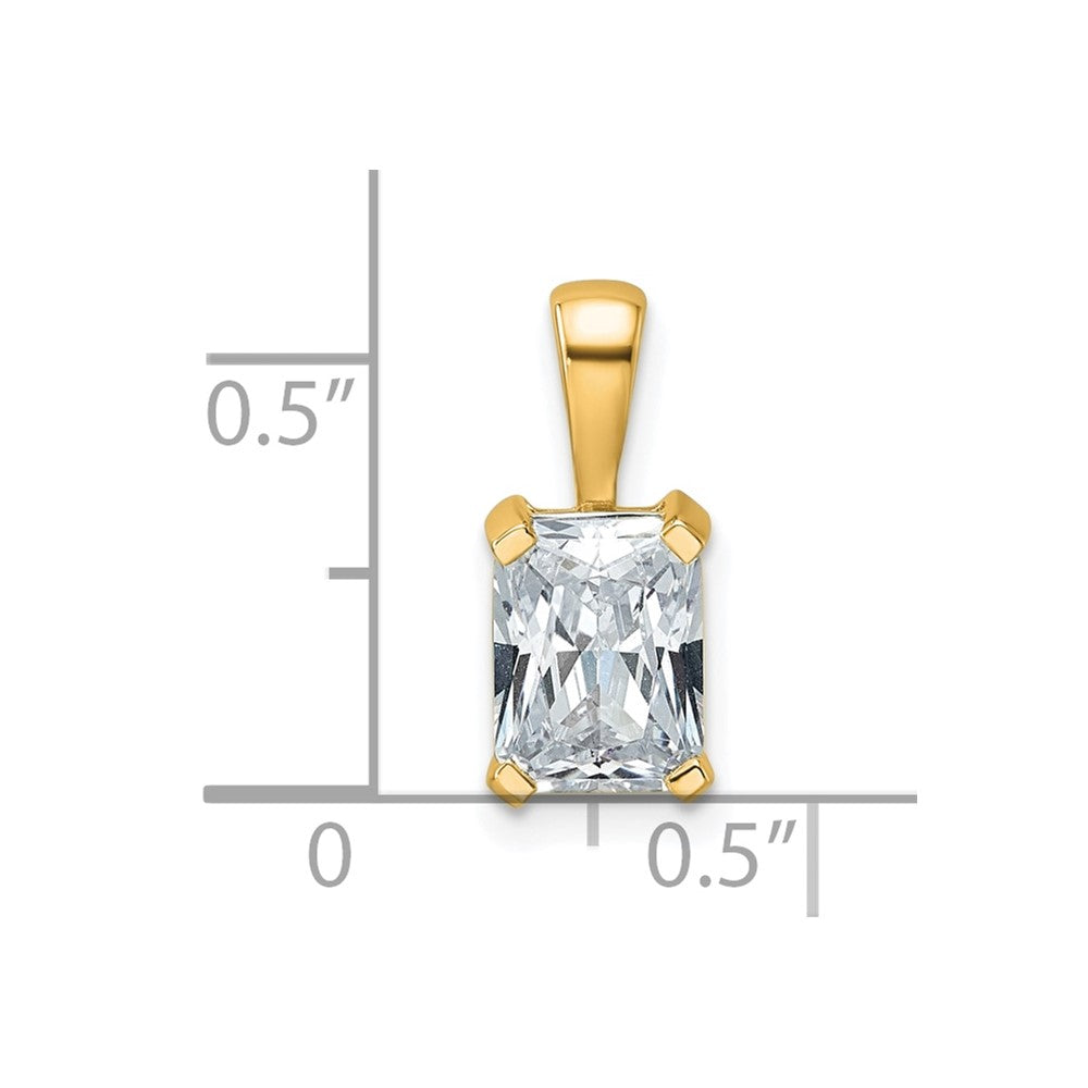 14k Yellow Gold 1 1/2 Ct. Lab Grown Diamond VS/SI+ G+ Radiant Four Prong Pendant