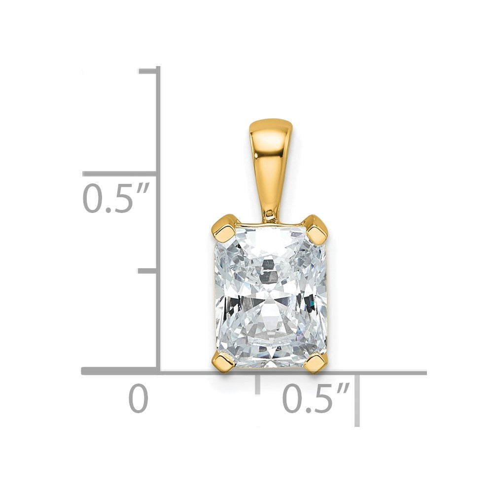 14k Yellow Gold 2 Ct. Lab Grown Diamond VS/SI+ G+ Radiant Four Prong Pendant