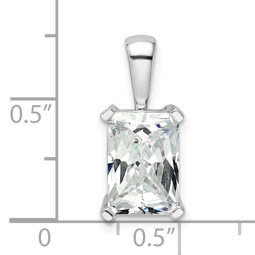 14K White Gold 3 Carat Lab Grown Diamond Vs+ F+ Radiant Complete Four Prong Pendant