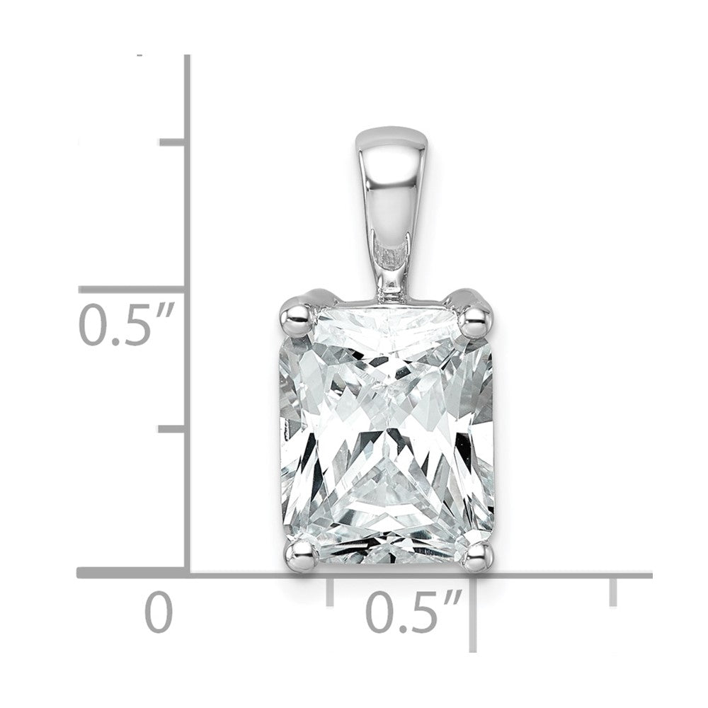 14K White Gold 4 Carat Lab Grown Diamond Vs+ F+ Radiant Complete Four Prong Pendant