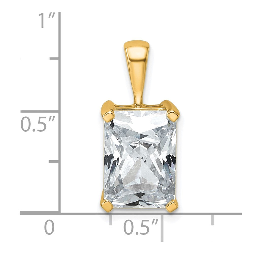 14k Yellow Gold 5 Ct. Lab Grown Diamond VS/SI+ G+ Radiant Four Prong Pendant