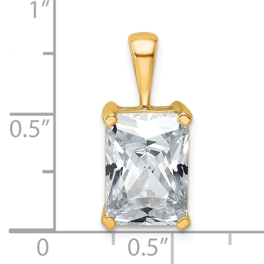 14K Yellow Gold 5 Carat Lab Grown Diamond Vs+ F+ Radiant Complete Four Prong Pendant