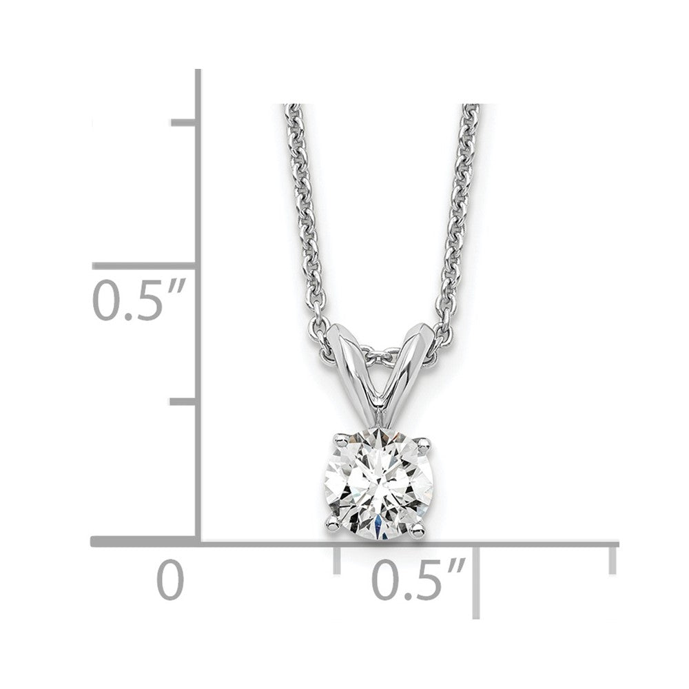 14K White Gold 1/3 Carat Lab Grown Diamond Vs+ F+ Round Complete Four Prong 18 Inch Solitaire Pendant Necklace