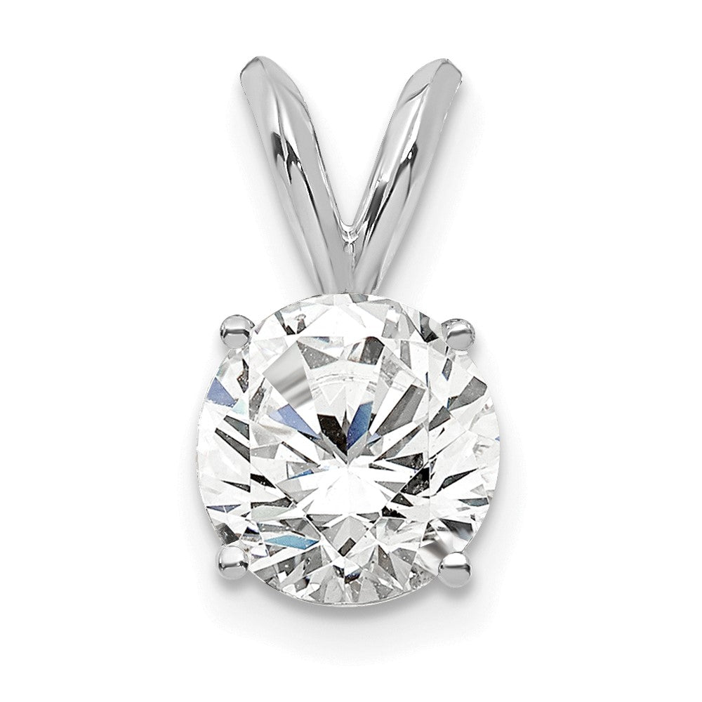 14K White Gold 3/4 Carat Certified Lab Grown Diamond Vs+ F+ Round Complete Four Prong Solitaire Pendant