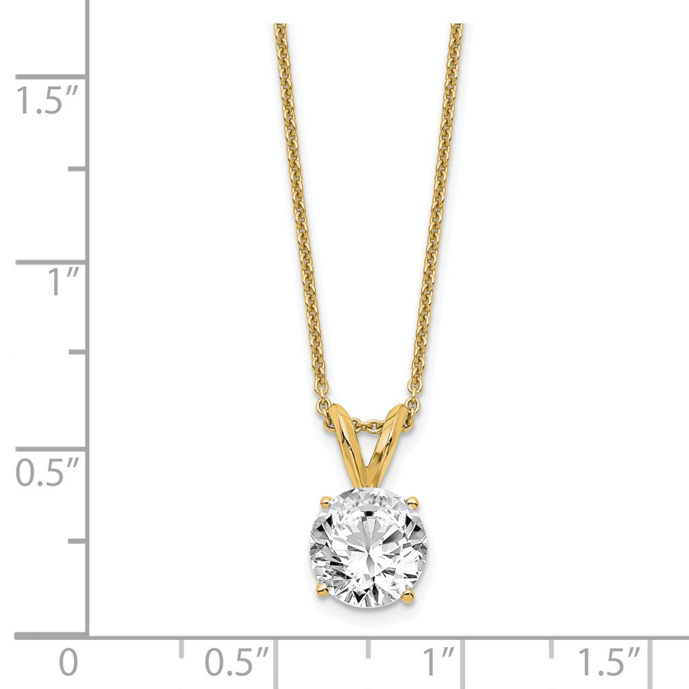 14K Yellow Gold 1 Carat Lab Grown Diamond Vs/Si+ G+ Round Complete Four Prong 18 Inch Solitaire Pendant Necklace
