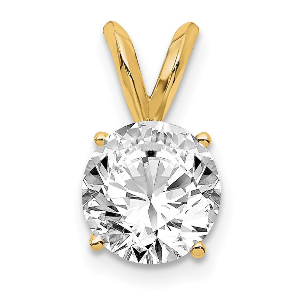 14K Yellow Gold 1 Carat Lab Grown Diamond Vs/Si+ G+ Round Complete Four Prong Solitaire Pendant
