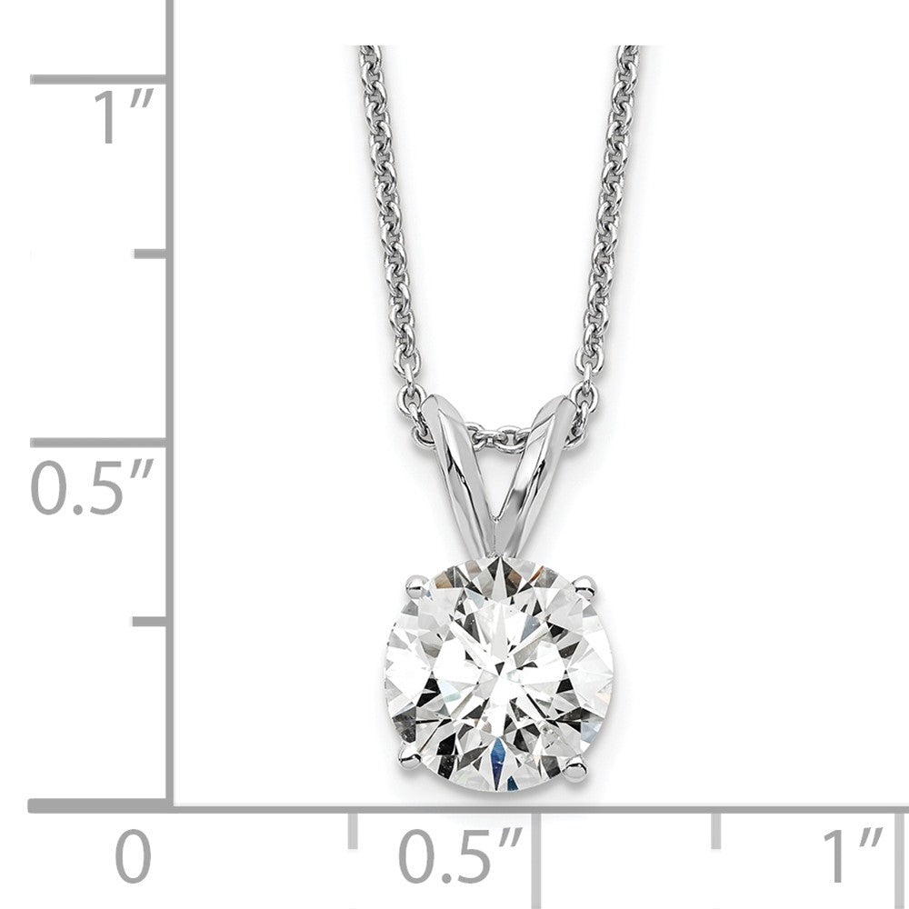 14k White Gold 1 Ct. Lab Grown Diamond VS+ F+ Round Four Prong 18 inch Solitaire Pendant Necklace