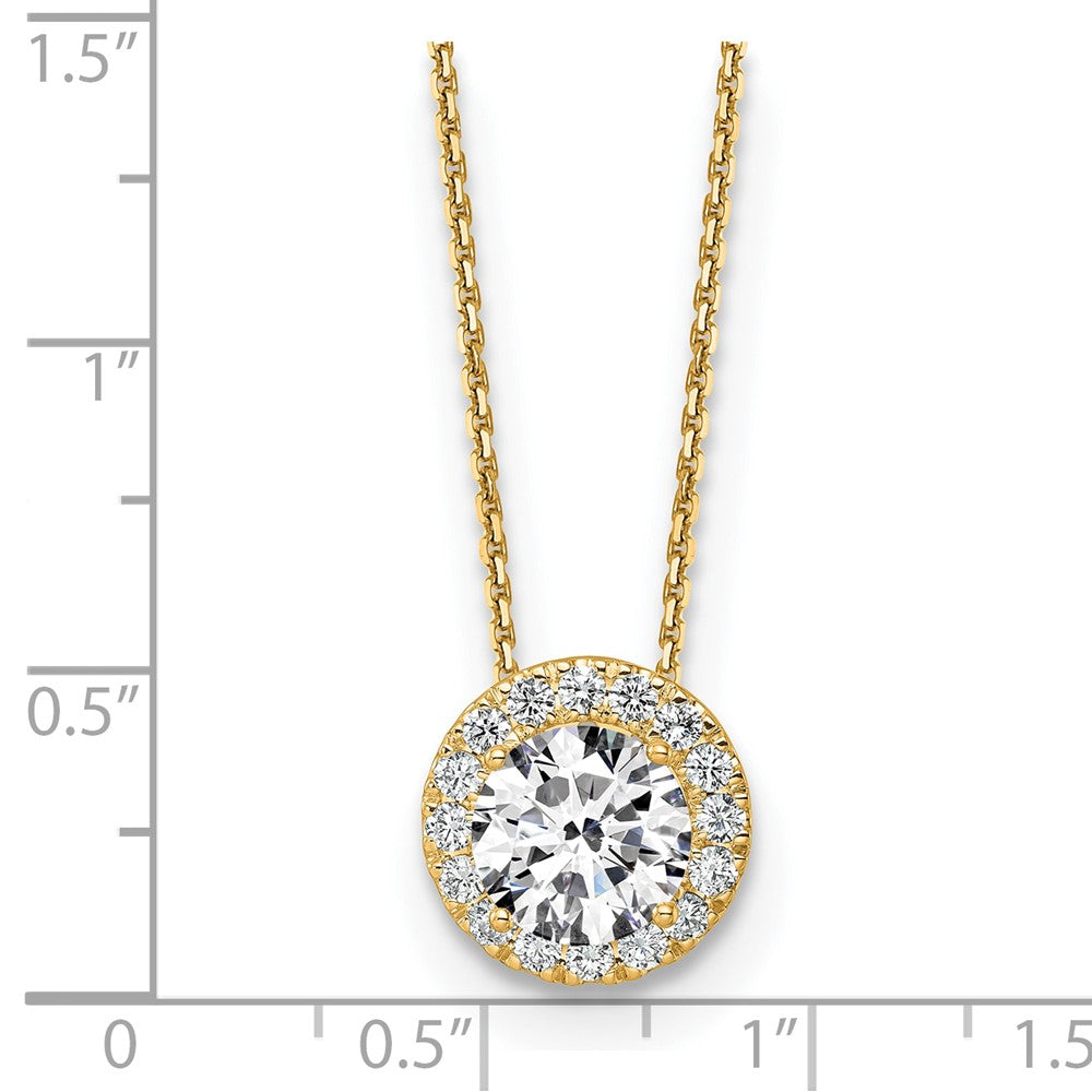 14k Yellow Gold 2 1/2 Ct. Certified Lab Grown Diamond VS/SI+ G+ Complete 18 inch Halo Pendant Necklace