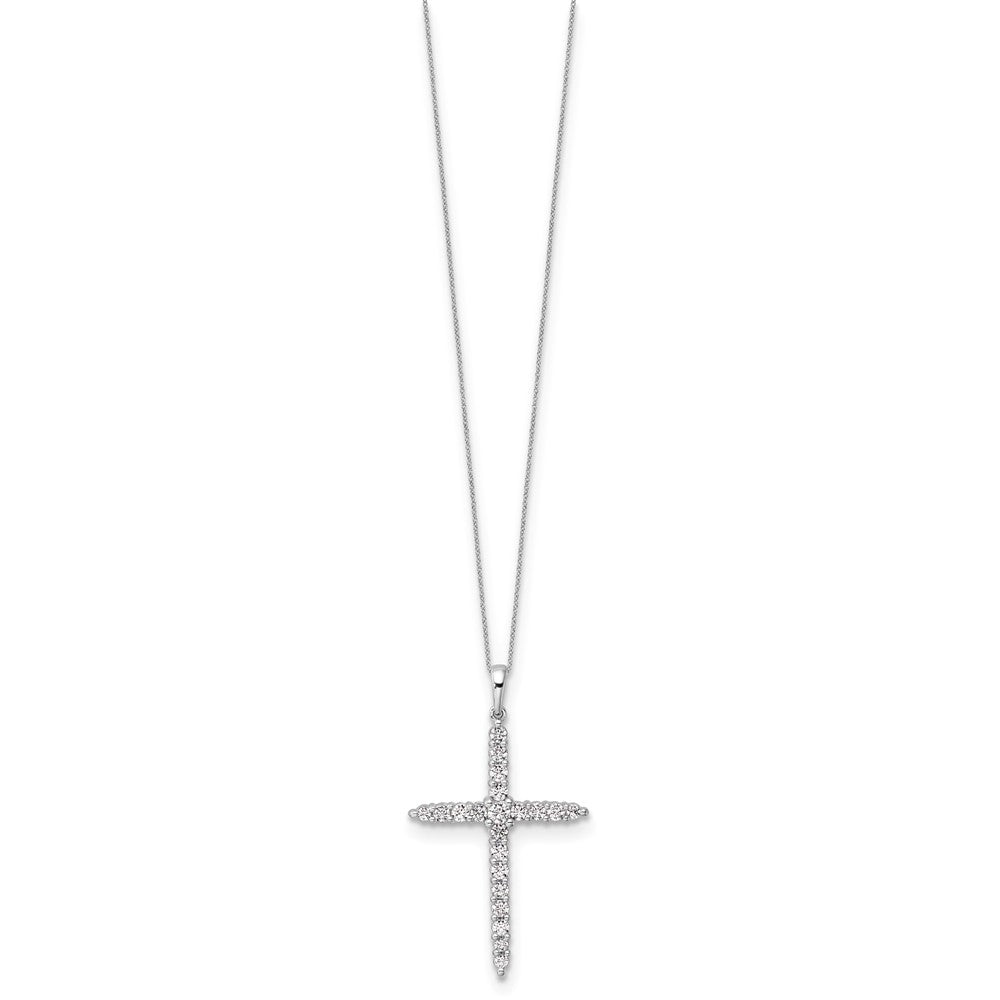 14k White Gold 1 Ct. Lab Grown Diamond VS/SI+ G+ 18 inch Cross Pendant Necklace