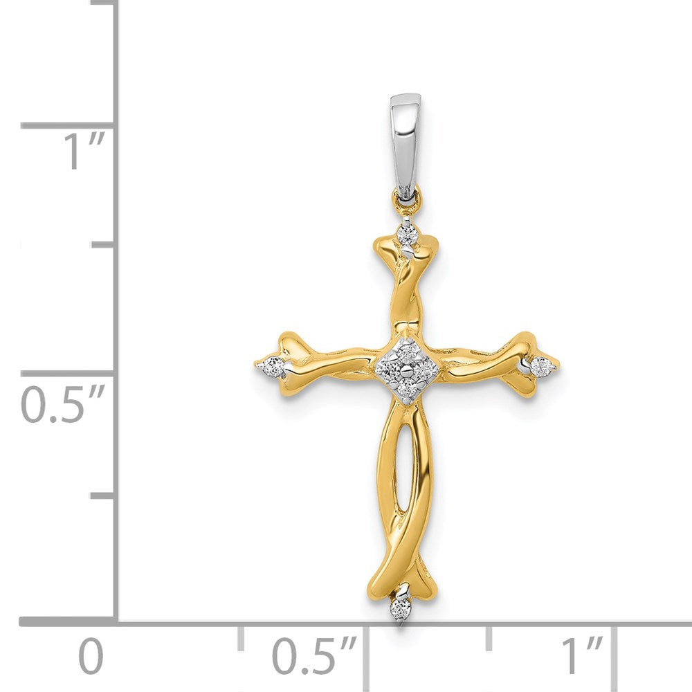 14K Two Tone 1/20Ct. Diamond Cross Pendant