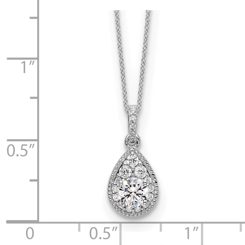 14k White Gold 1/2 Ct. Lab Grown Diamond VS/SI+ G+ 18 inch Teardrop Pendant Necklace