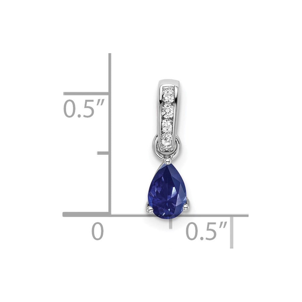 14k White Gold 1/20 Ct. Lab Grown Diamond VS/SI+ G+ and Lab Created Blue Sapphire Pendant