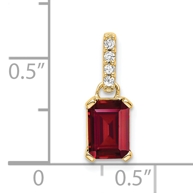 10K Yellow Gold Created Ruby And Diamond Pendant