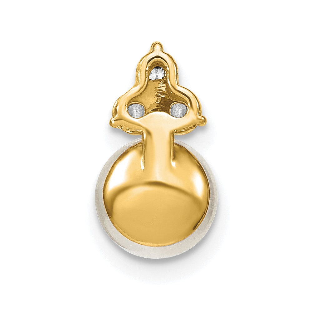 14k Yellow Gold 1/5 Ct. Lab Grown Diamond VS/SI+ G+ and 7.00 mm Freshwater Cultured Pearl Chain Slide Pendant