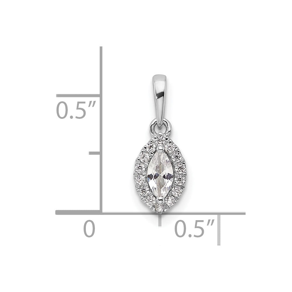 14k White Gold 1/10 Ct. Lab Grown Diamond VS/SI+ G+ and White Sapphire April Birthstone Pendant