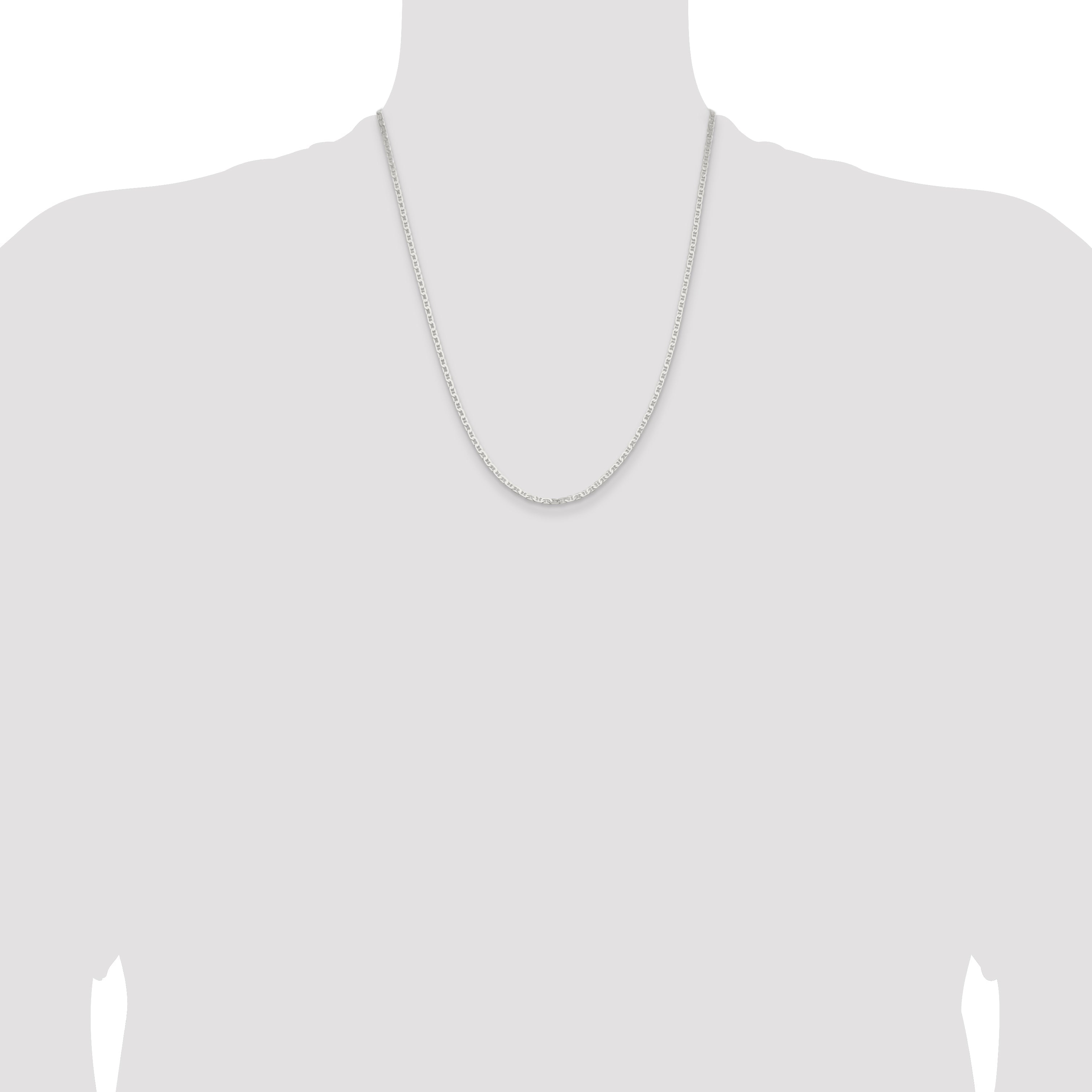 22 Inch Sterling Silver 2.1mm Flat Anchor Chain Necklace