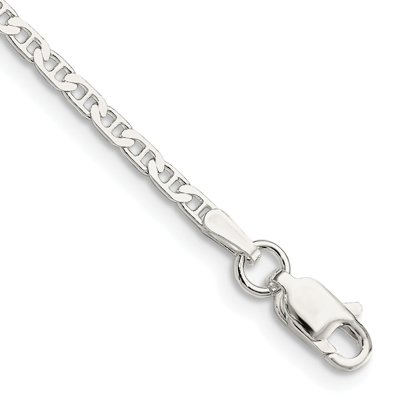 10 Inch Sterling Silver 2.1mm Flat Anchor Chain Anklet