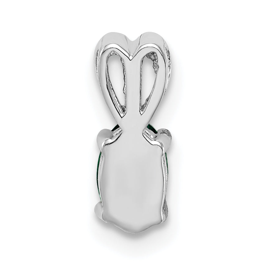 Sterling Silver Rhodium-Plated Created Emerald Pendant