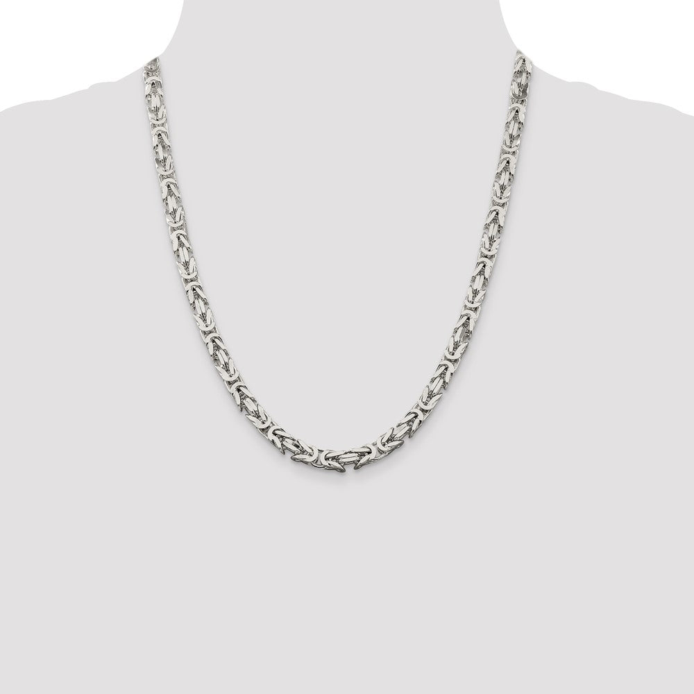 22 Inch Sterling Silver 6mm Byzantine Chain Necklace