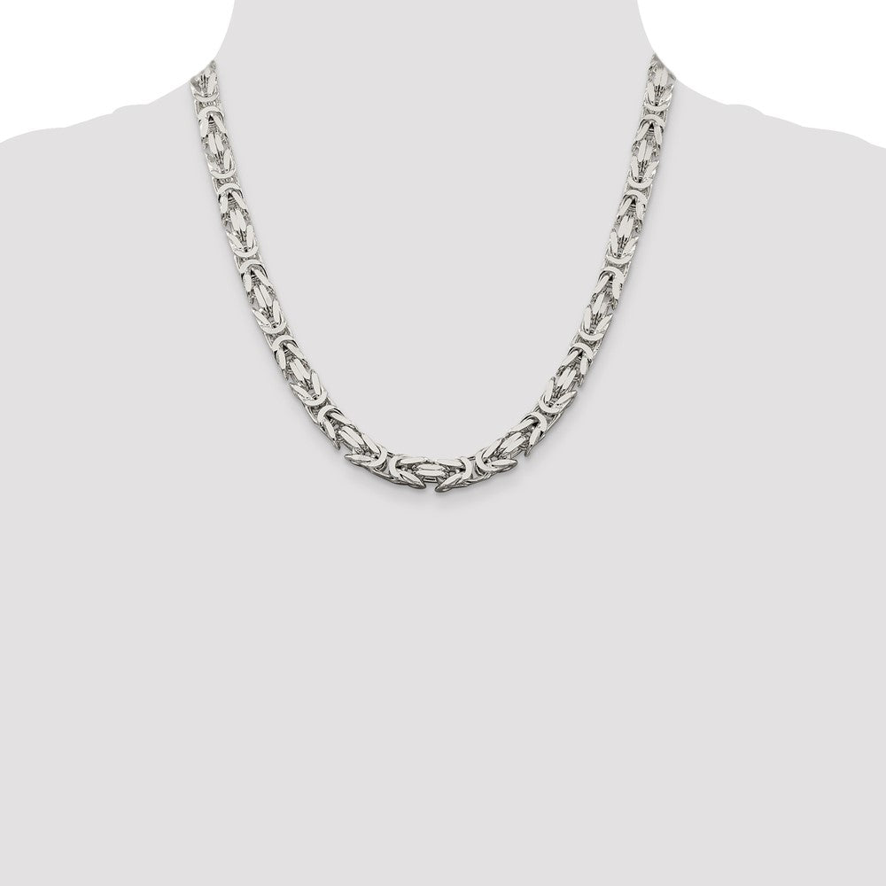 20 Inch Sterling Silver 7.5mm Byzantine Chain Necklace