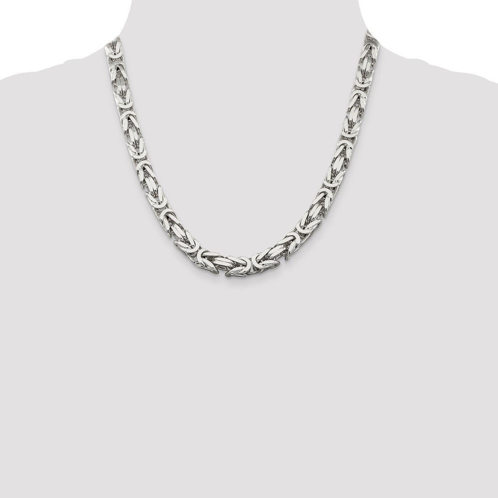 20 Inch Sterling Silver 8.25mm Byzantine Chain Necklace
