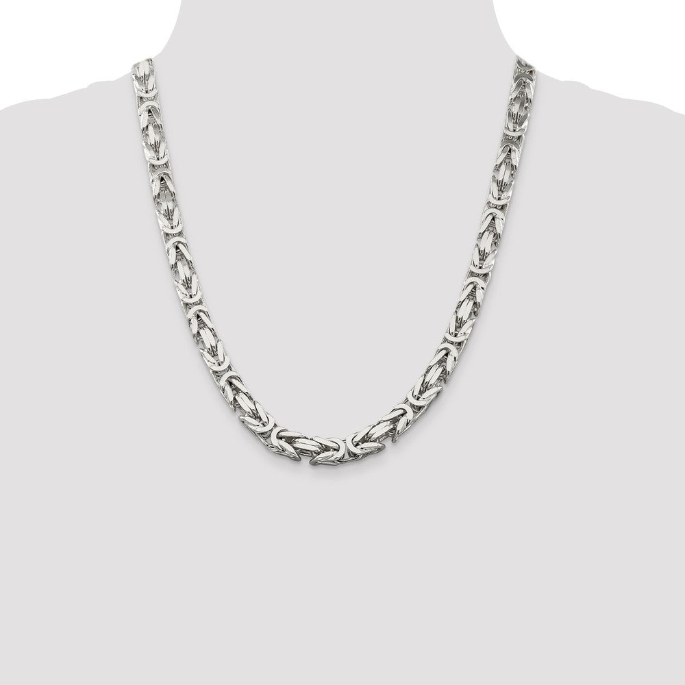 22 Inch Sterling Silver 8.25mm Byzantine Chain Necklace