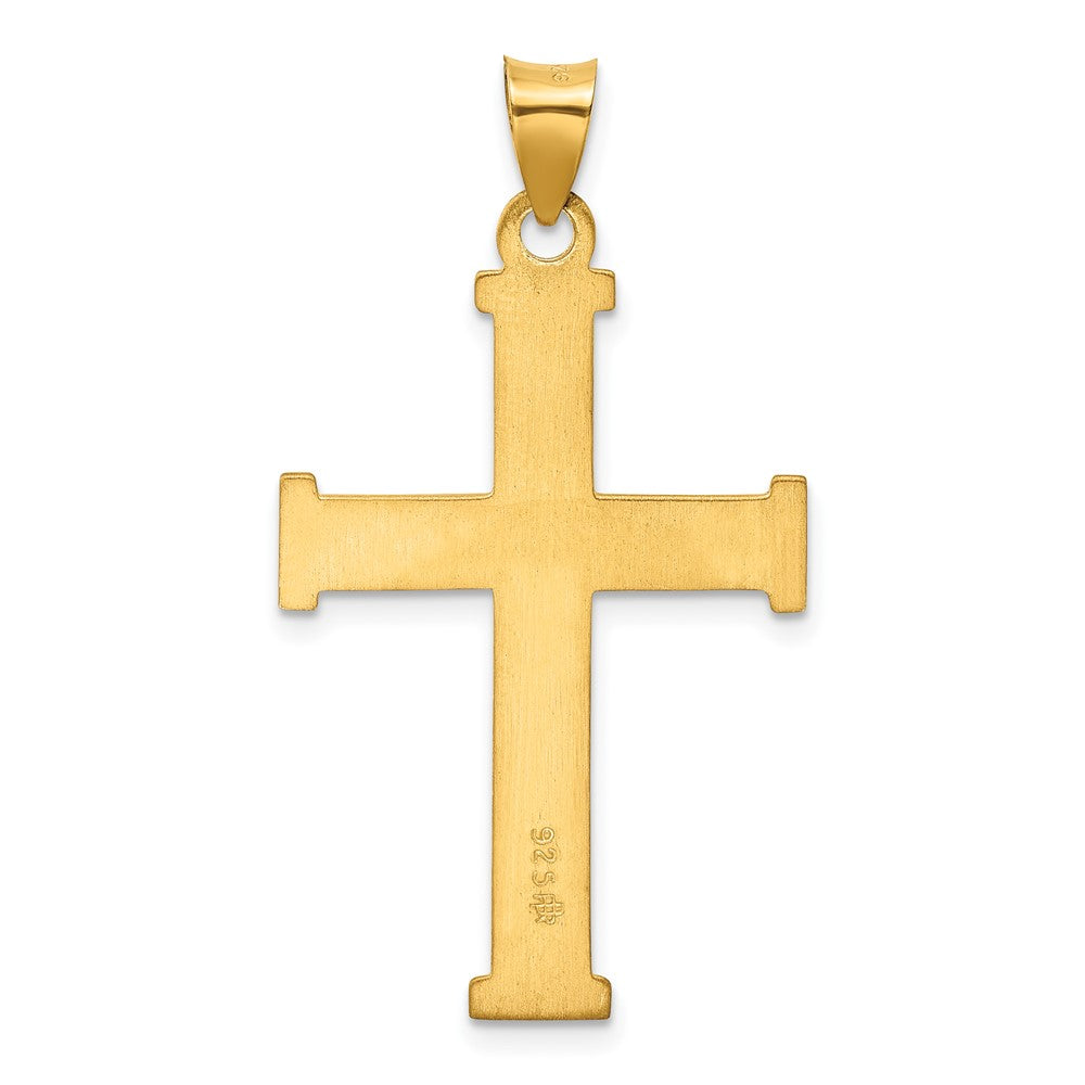 Ss/Gold Plated Sterling Silver Gold-Tone Polished Solid Cross Pendant