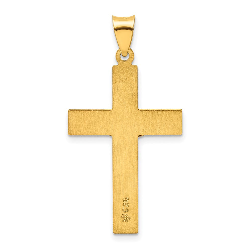 Ss/Gold Plated Sterling Silver Gold-Tone Polished Solid Inri Crucifix Pendant