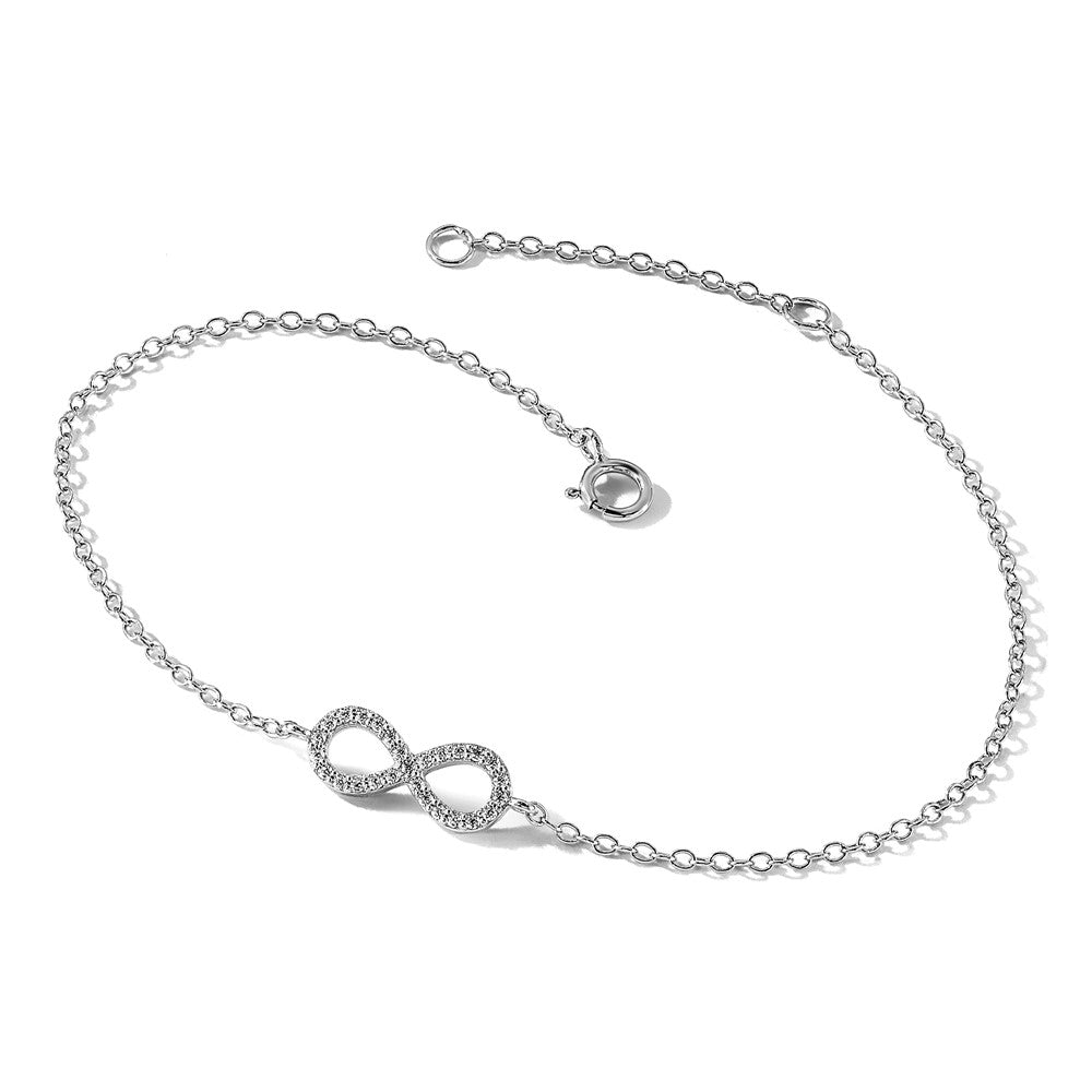 8 Inch Cheryl M Sterling Silver Rhodium-Plated Brilliant-Cut Cz Infinity 7 Bracelet With 1 Extender