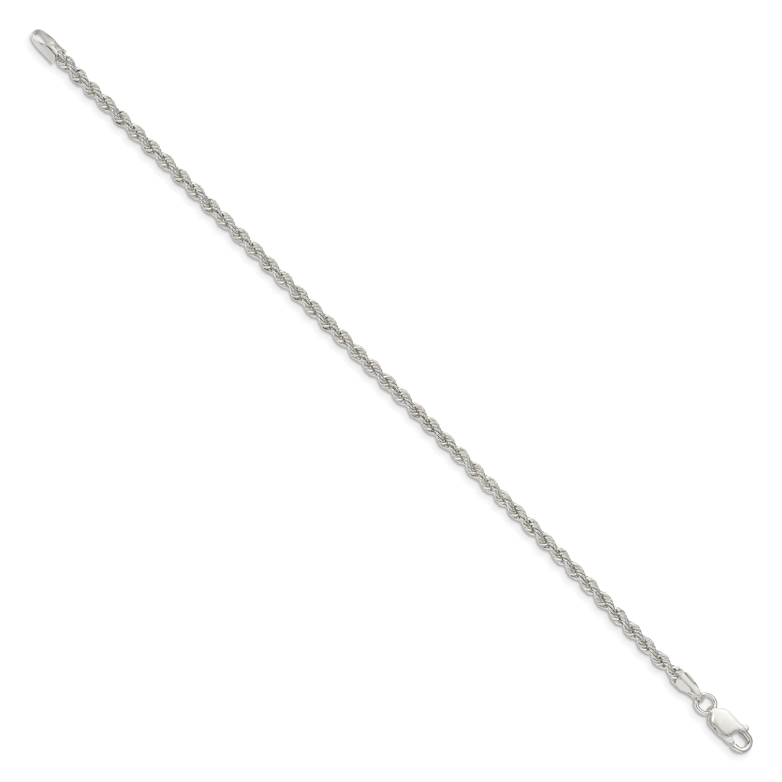 10 Inch Sterling Silver 2.5mm Solid Rope Chain Anklet
