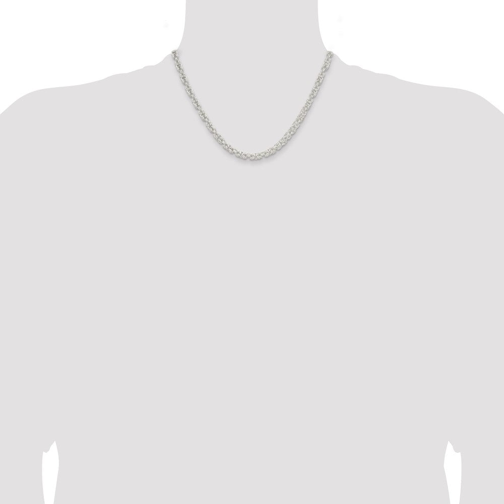 18 Inch Sterling Silver 4.75mm Rounded Byzantine Chain Necklace