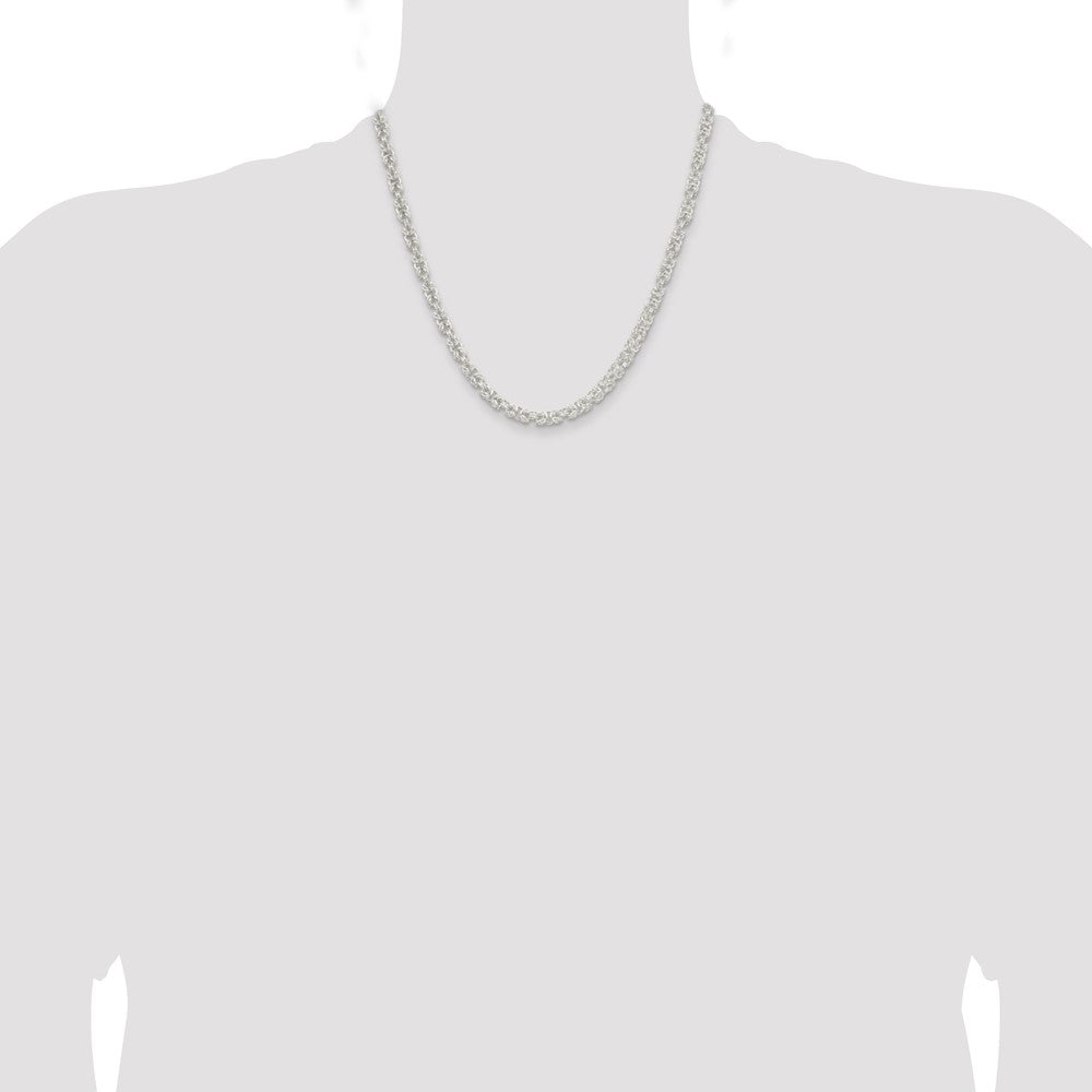 20 Inch Sterling Silver 4.75mm Rounded Byzantine Chain Necklace