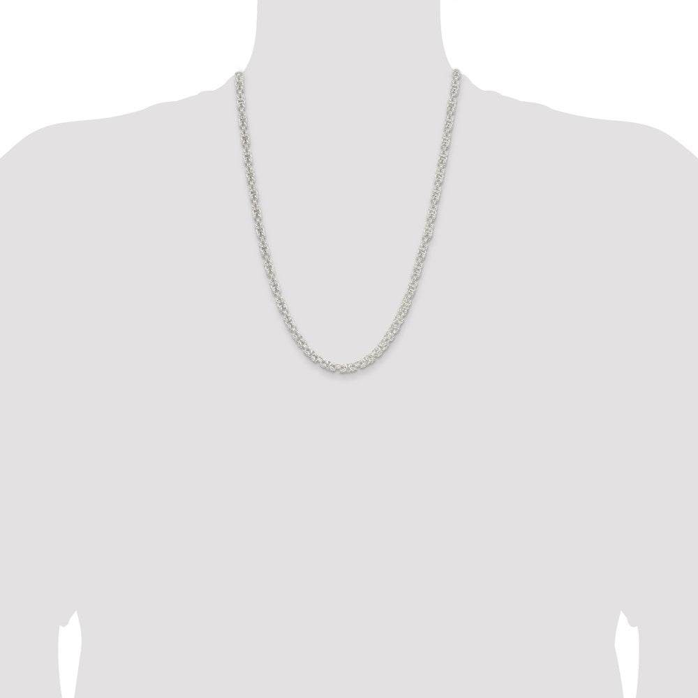 24 Inch Sterling Silver 4.75mm Rounded Byzantine Chain Necklace