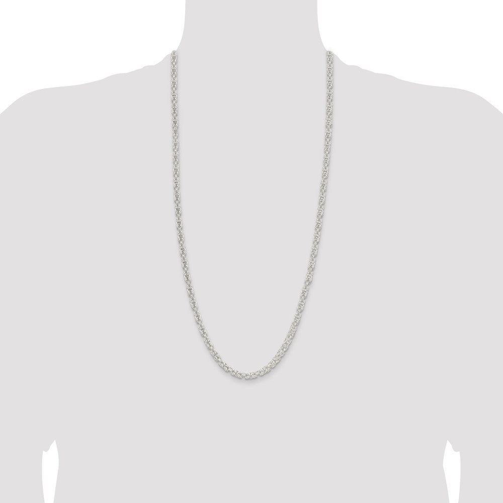 30 Inch Sterling Silver 4.75mm Rounded Byzantine Chain Necklace