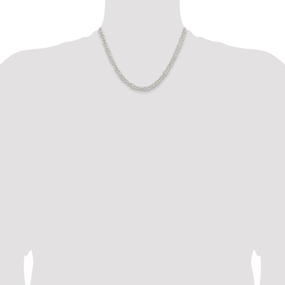 18 Inch Sterling Silver 5.5mm Rounded Byzantine Chain Necklace